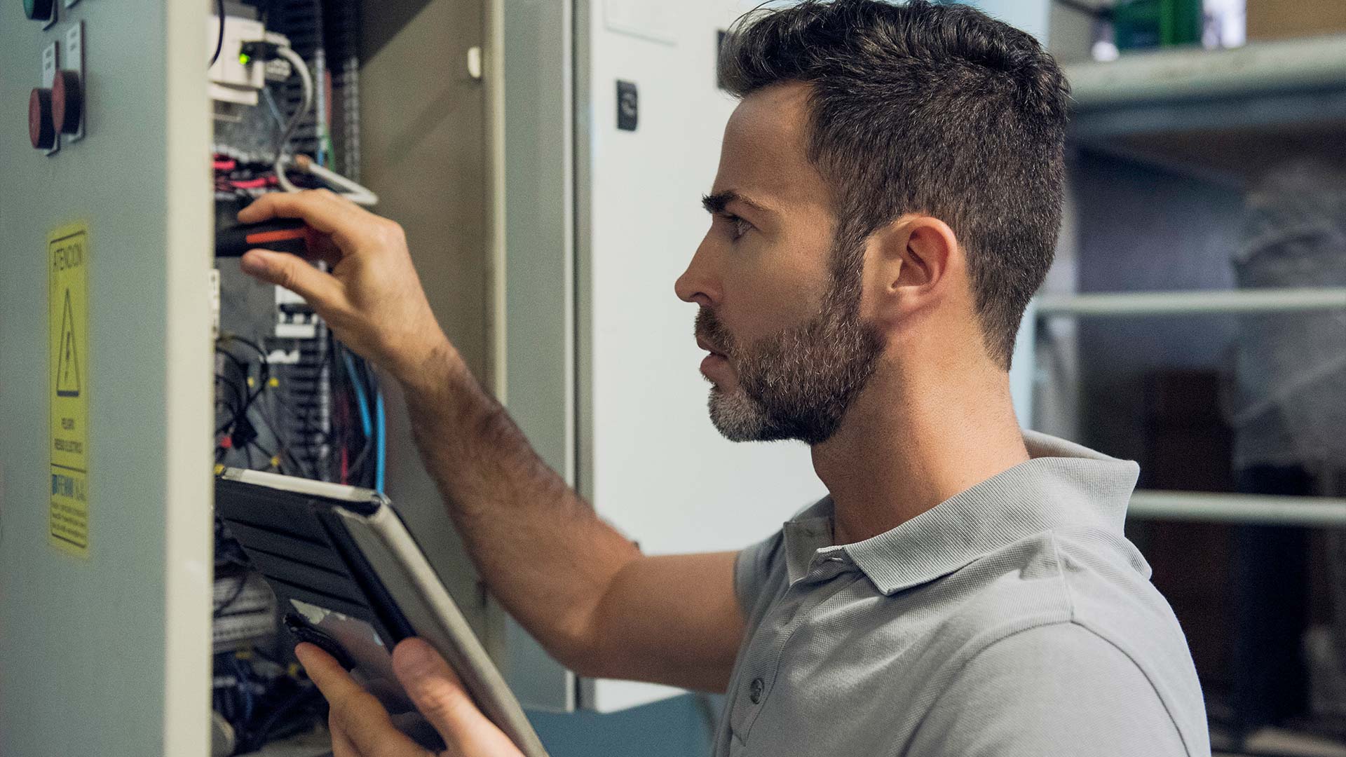 man working on power circuit