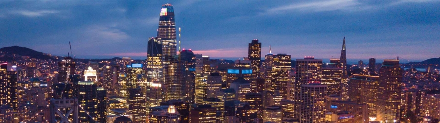 View of an illuminated city at night