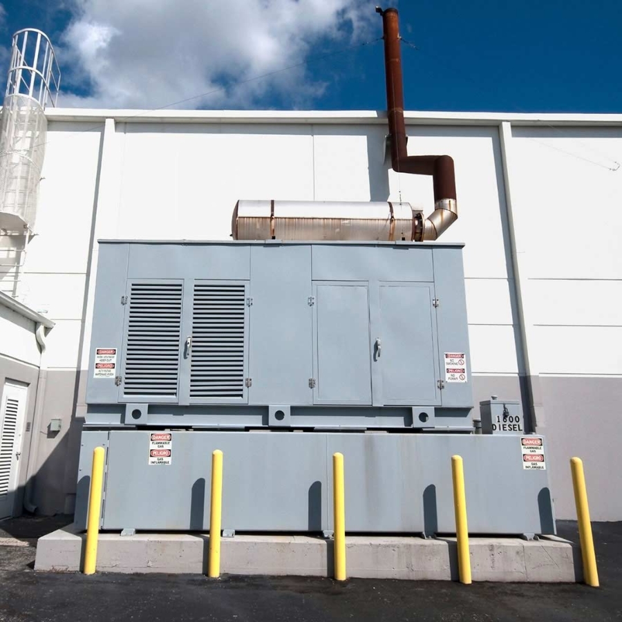 Backup generator outside a building