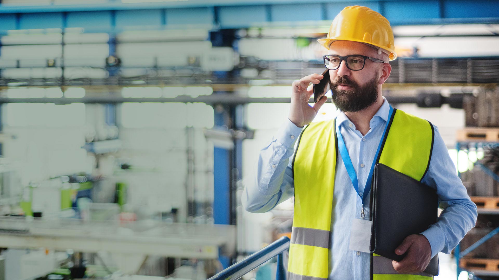 Engineer calling someone through phone