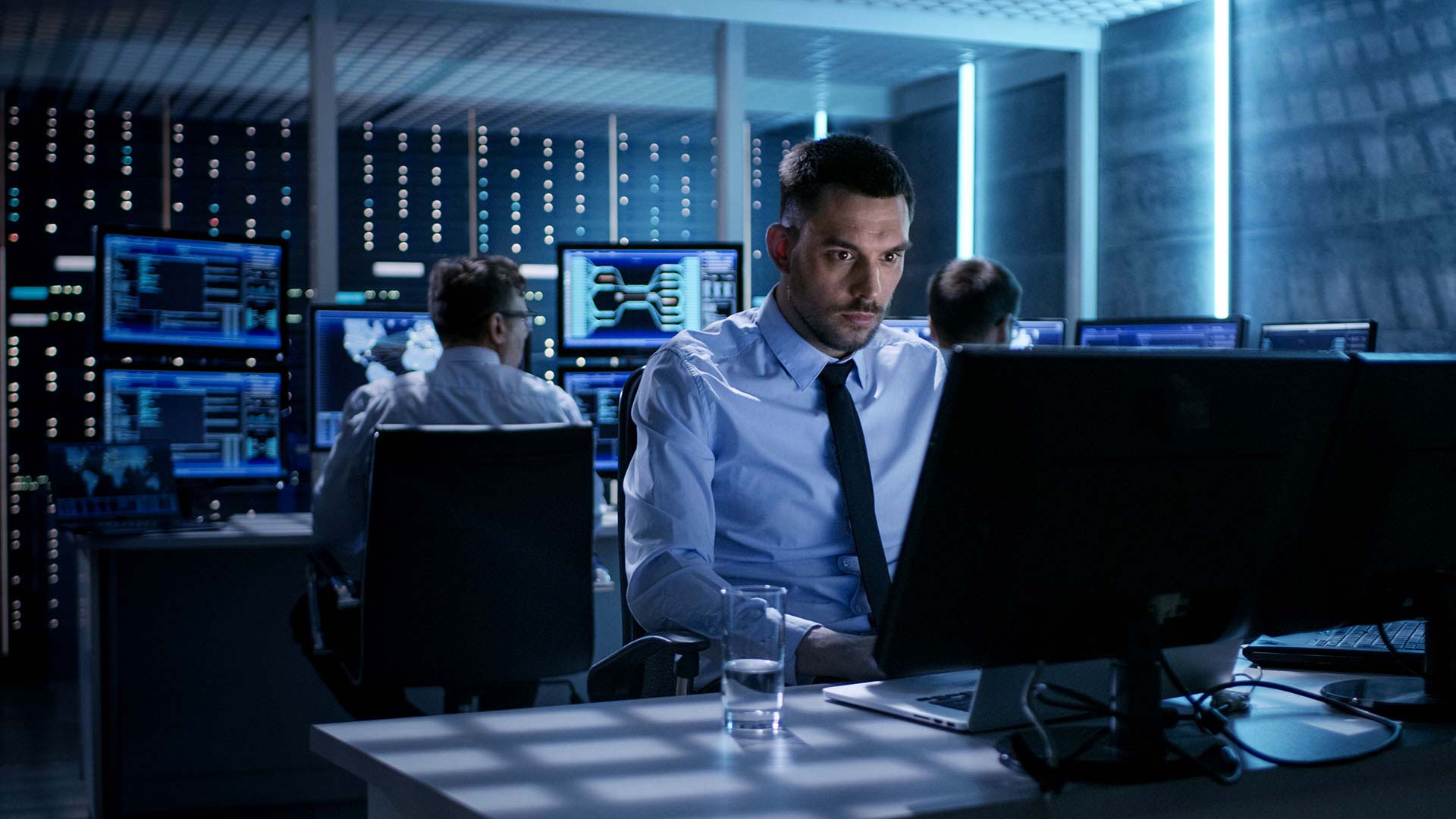 Man working in a datacenter