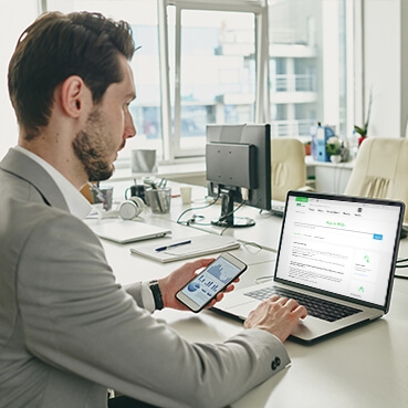 Man looking at a laptop